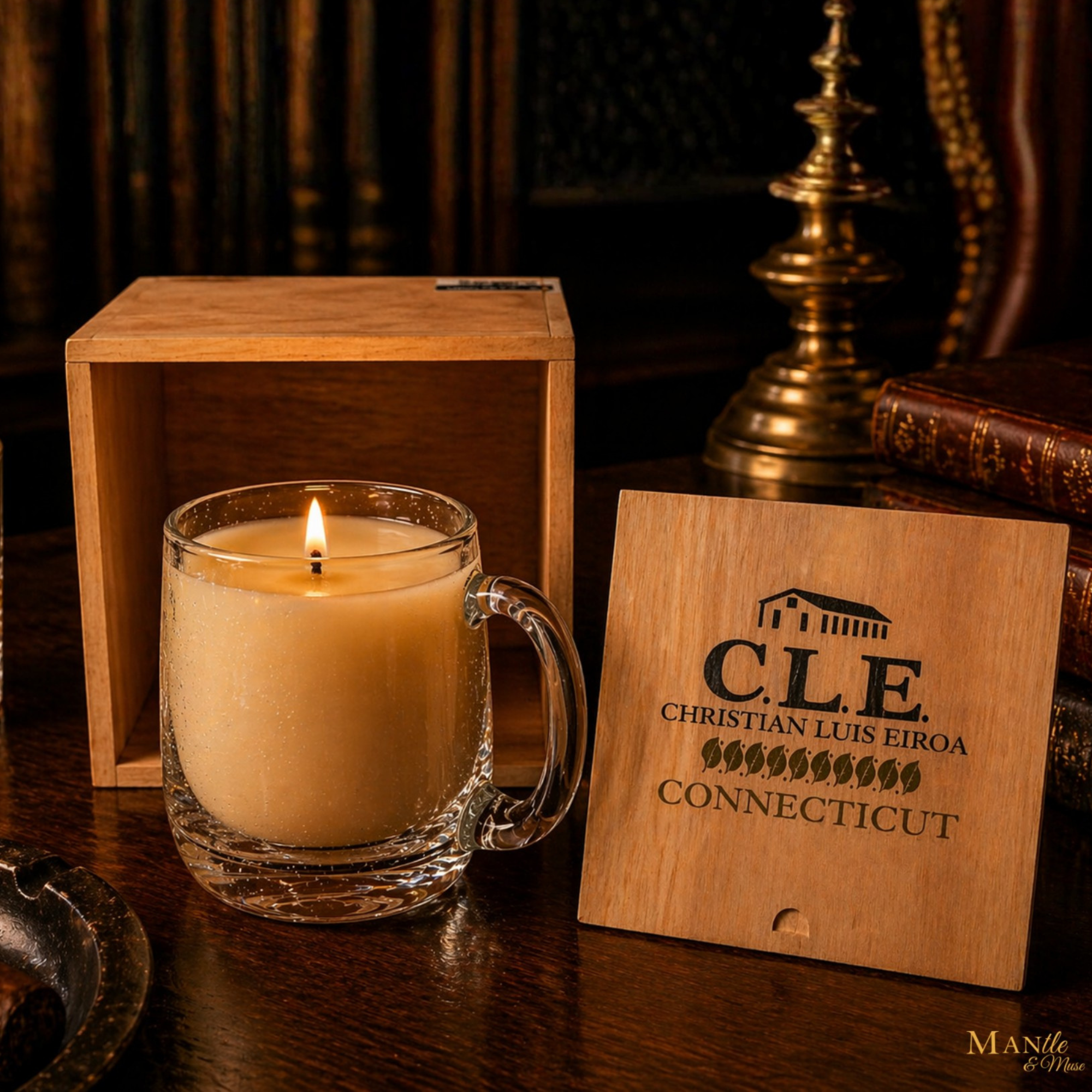 Connecticut Craft Brew — Handblown Bubble Mug Presentation in CLE Cedar Box
