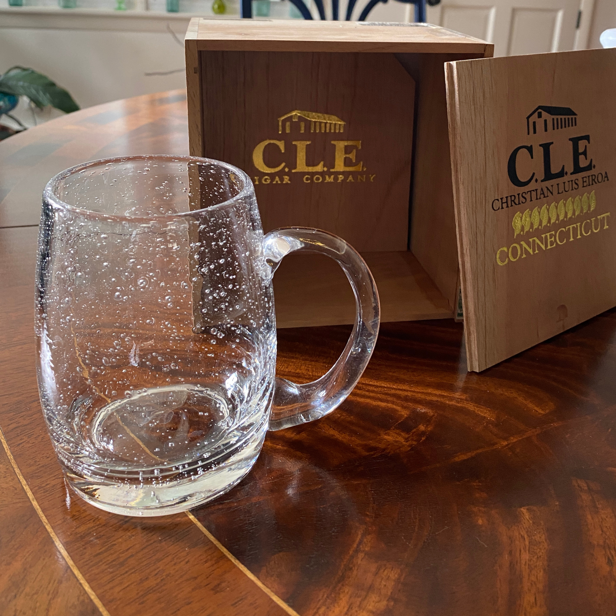 Connecticut Craft Brew — Handblown Bubble Mug Presentation in CLE Cedar Box